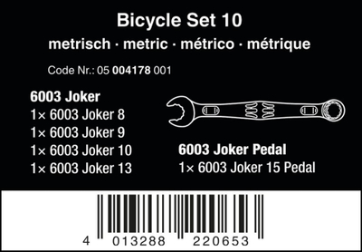 Set çelsash biçiklete Wera Bicycle Set 10 Joker, 10 copë, profesional