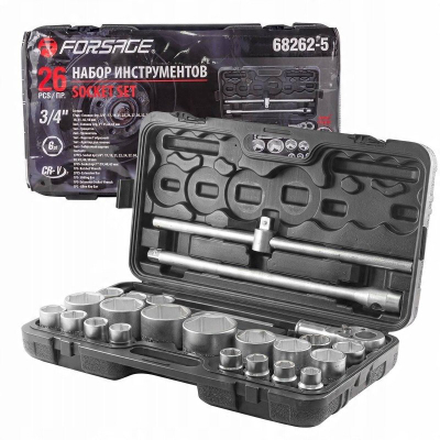 Set çelësash godinë Forsage F-68262-5, 3/4" dhe 1", profil 6-këndor, me valixhe plastike