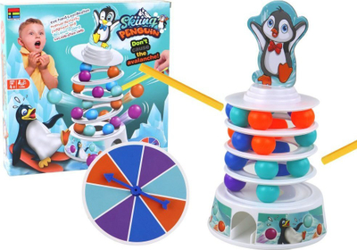 Lojë shkathtësie Leantoys Penguin Slide, me rrotë që rrotullohet, për kalamaj 4+, shumëngjyrëshe
