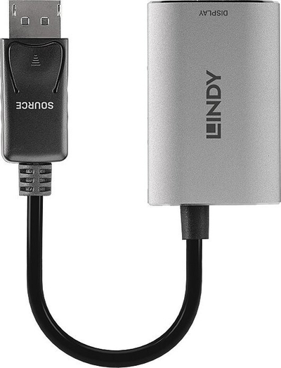 Adapter AV Lindy DP 1.4 në HDMI, me kabllo të shkurtër, i zi