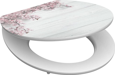Kapak WC SCHÜTTE FLOWERS &amp; WOOD, MDF, soft close, me lule rozë