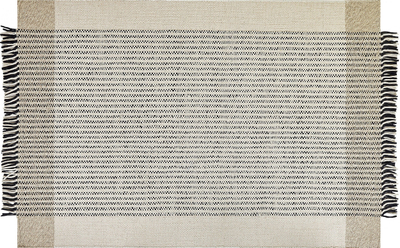 Tapet lesh pambuk, 200 x 300 cm, i sheshtë, bezhë e zezë
