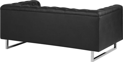 Divan VISSLAND Chesterfield, lëkurë cope, 2 vende, i zi
