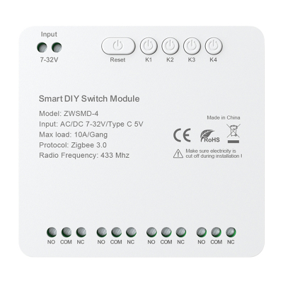 Modul smart ndërprerës Avatto ZWSMMD-4-32V, 4 kanale ZigBee 3.0, 32V DC, i bardhë