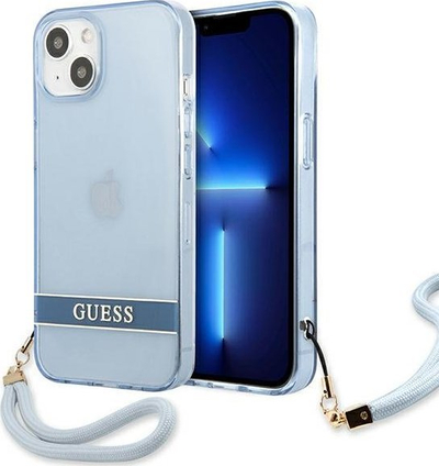 Mbulesë telefoni Guess GUHCP13MHTSGSB për iPhone 13 6.1\", transparente, blu