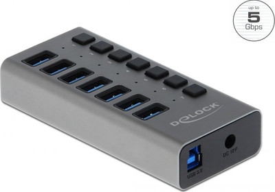 Hub USB DeLOCK i jashtëm, 7 porta, 5 Gbps, gri