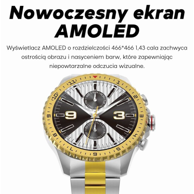 Smartwatch Gravity GT16-2, 1.43", matje presioni gjaku, i zi