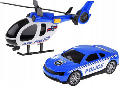 Set lodrash policie Toystar City Police, makinë e helikopter, me dritë edhe zë, blu e bardhë