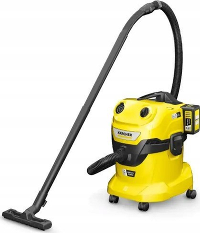 Fshesë me ujë dhe pluhur Kärcher WD 4-18 Dual Battery Set, 20L, pa kabllo, e verdhë