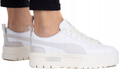 Atlete goca Puma Mayze Thrifted W, me platformë të lartë, material sintetik, të bardha me bezhë