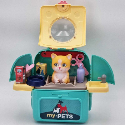 Set loje veterinerësh WOOPIE Kitty, 2 në 1, me çantë shpine, shumëngjyrësh