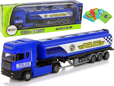 Kamion lodër policie Leantoys Die Cast, cisternë 30 cm, plastikë edhe metal, blu