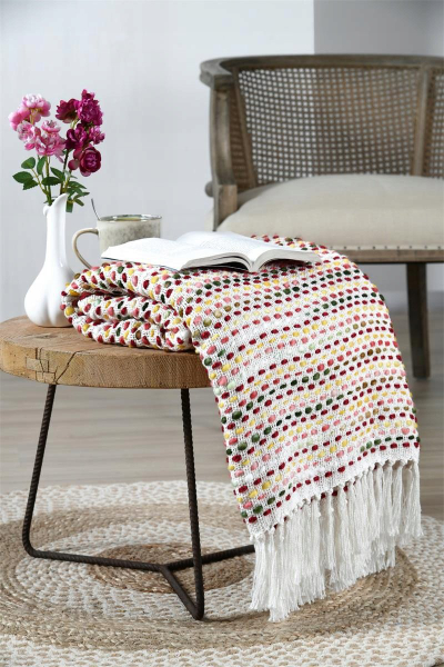 Batanije pambuku Stof Cotton Blanket Colorful Braid, 125x150 cm, shumëngjyrëshe