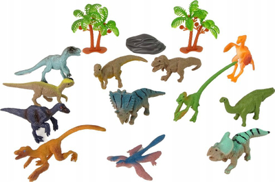 Set lodrash dinosaurë Animals Dinosaurs Figures, 12 figura, aksesorë në tub, shumëngjyrësh