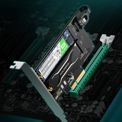 Adapter kontrollues Ugreen PCIe 3.0 x4 për SSD M.2 M-Key dhe B-Key, i zi