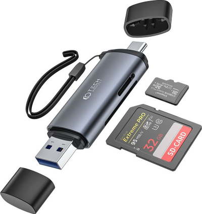 Lexues kartelash Tech-Protect Ultraboost, SD dhe microSD, USB-C dhe USB-A 3.0, argjendtë