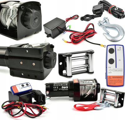 Vinç elektrik për makinë e ATV, 12V, 2500LBS 1134kg, me telekomandë
