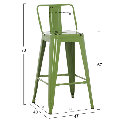 Stol bari mesatar Melita-Pro 43x43x88Hcm (HM8574.53), gjelbër