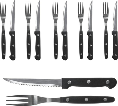 Set bestekësh për BBQ, 12 pjesë, çelik inoks, ngjyrë argjendi