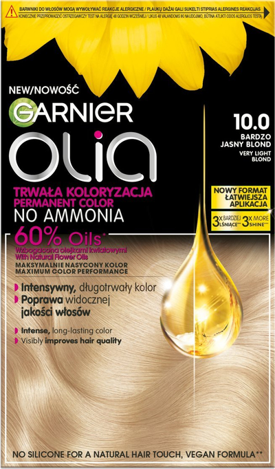Bojë flokësh Garnier Olia 10.0, bjonde shumë e çelët, e përhershme