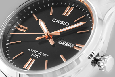Ora dore Casio LTP-1335D-1A2VDF, mekanizëm quartz, rrip inox, e zezë