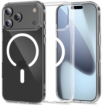 Mbajtëse telefoni Tech-Protect FlexAir Hybrid MagSafe për iPhone 17 Pro Max, transparente, që s’e ha kollaj goditja