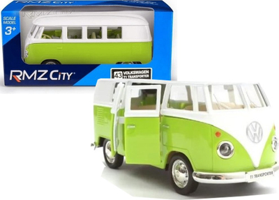 Lodër maketë Daffi Volkswagen Samba Bus, hologram, dyer që hapen, jeshile me të bardhë