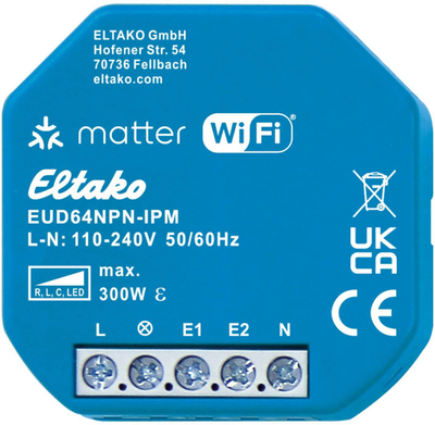 Aktuator ndriçimi Eltako EUD64NPN-IPM, WiFi, Matter, i kaltër