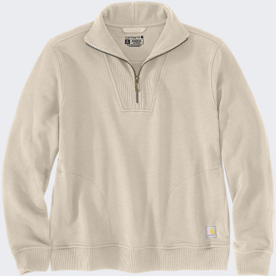 Bluzë femrash Carhartt Tencel Fiber Series, 1/4 zip, përditshme, bezhë e çelët
