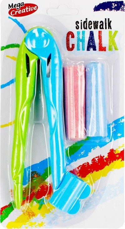 Set shkumësash për rrugë Mega Creative Sidewalk Chalk + Aksesorë, 2 ngjyra, shumëngjyrësh