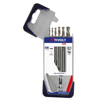 Set stërvitjesh metali Tivoly Clipster PRO, HSS, 6 copë Ø2-8mm