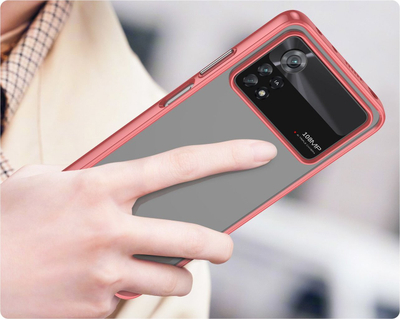 Kapak telefoni Outer Space për Xiaomi Poco X4 Pro 5G, hibrid TPU PC, pjesa mbrapa transparente, rozë