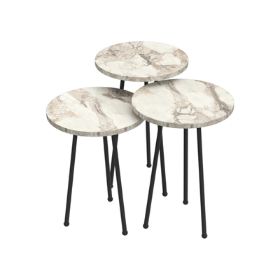 Set Kissa 3 komodina anësore (HM18174.01), bardhë/ zezë