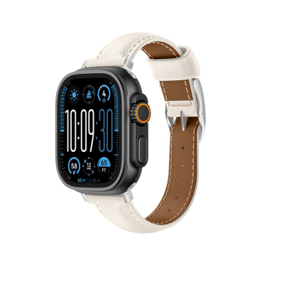 Каишка за рака за Apple Watch AmazingThing Class Band, кожа, 45 46 49 mm, светло беж