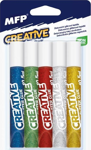 Ngjitës me shkëlqim MFP Creative Glue, set 5 copë, 10.5ml, shumengjyrësh