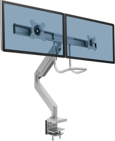 Krah monitori Fellowes Eppa Dual Crossbar 9909201, për dy monitorë, me gaz, ngjyrë argjendi