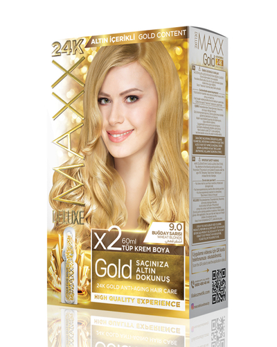Set ngjyrë për flokë Maxx Deluxe Gold, 9.0 Wheat Blonde, 50ml