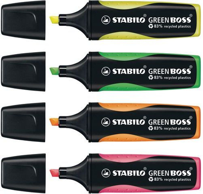 Сет маркери Stabilo Green Boss SCH250, 4 бои, маркери за нѐнвцизување