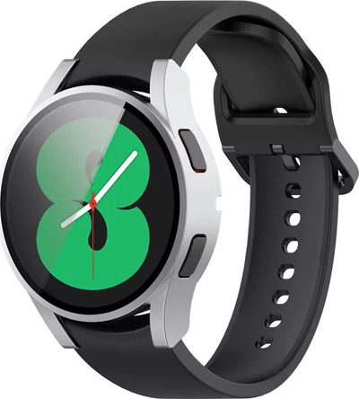 Mbrojtëse Strado 2 në 1 për Galaxy Watch 4 44mm, kasë me xham të temperu, e zezë