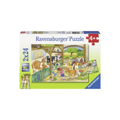 Puzzle për kalamaj Ravensburger Happy Country Life 09195, 2 x 24 copa, 4+