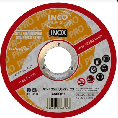 Disk prerës Techniflex FLAT DISC INOX T1A, 125mm, 1.0mm, 22mm