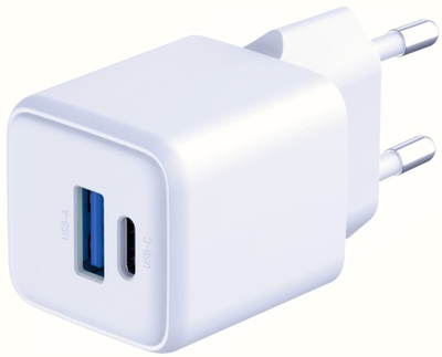 Полнач за ѕид 3MK Hyper GaN Charger 20W, USB A USB C, бел