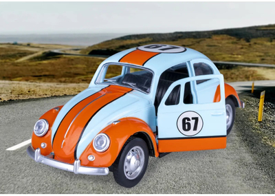 Играчка автомобил Фолксваген Класичен Буба 1967, леан модел 1:36, светло сина