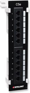 Patch panel Intellinet Cat5e, 12 porta, montim në mur, i zi