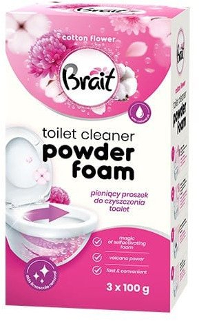 Прашок за чистење тоалет BRAIT Toilet Powder Cotton Flower, 3x100g, мирис на цвет од памук