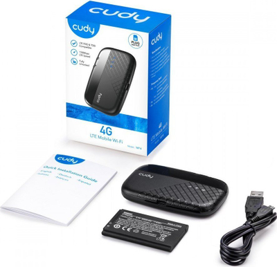 Modem portabël Cudy MF4, 4G LTE 150Mbps, Wi‑Fi për deri në 10 pajisje, i zi