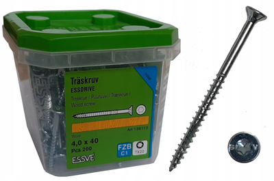 Vida druri Essve Essdrive, 4.0x40mm, 200 copë, e galvanizume