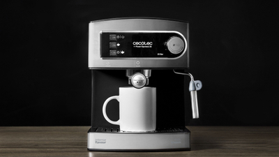Aparat kafeje Cecotec Power Espresso 20, mulli i integruar, frothues qumështi, gri