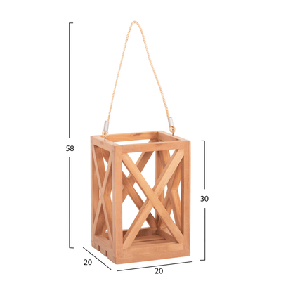 Fener dekorativ FENT HM4581, dru teak, 20x20x30-58cm, natyral