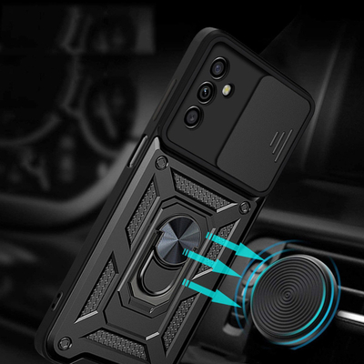 Mbulesë telefoni Hybrid Armor Camshield për Samsung Galaxy A13 5G, me unazë magnetike, kapak kamere, blu